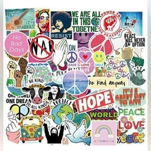 50 Stickers | Peace & Love | Waterproof | Reusable | Durable | Brand New